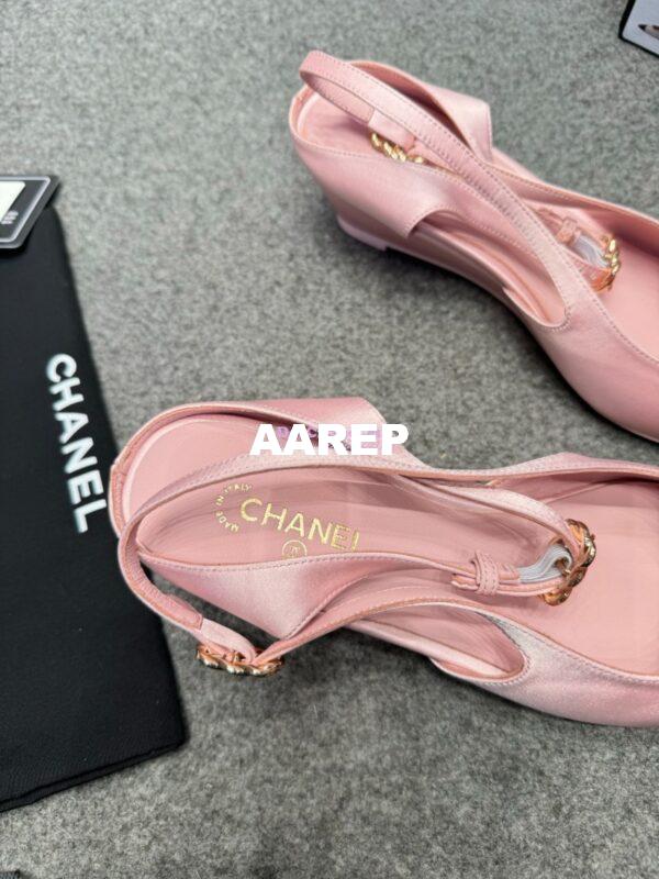 Replica Chanel 25P Mary Jane Slingbacks Satin and Grossgrain G46375 Pink 8