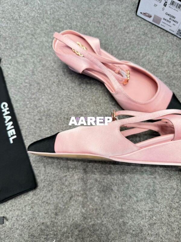 Replica Chanel 25P Mary Jane Slingbacks Satin and Grossgrain G46375 Pink 11