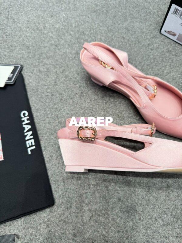 Replica Chanel 25P Mary Jane Slingbacks Satin and Grossgrain G46375 Pink 12