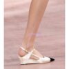 Replica Chanel 25P Mary Jane Slingbacks Satin and Grossgrain G46375 Black 2