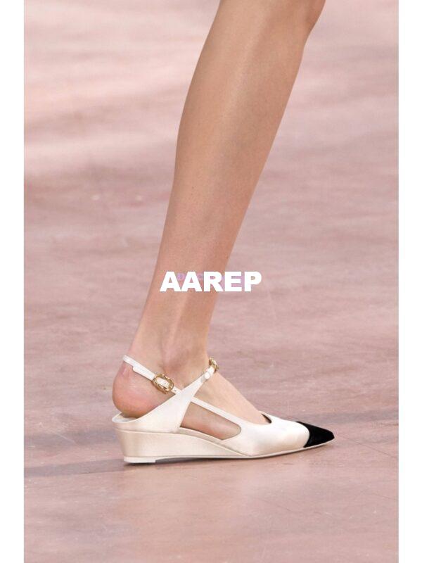 Replica Chanel 25P Mary Jane Slingbacks Satin and Grossgrain G46375 White 3