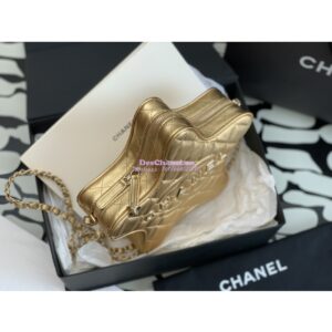 Replica Chanel 24C Star Handbag AS4579 Metallic Lambskin Gold hardware Gold 2