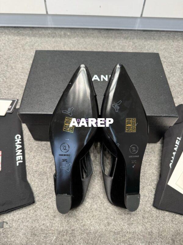 Replica Chanel 25P Mary Jane Slingbacks Satin and Grossgrain G46375 Black 13