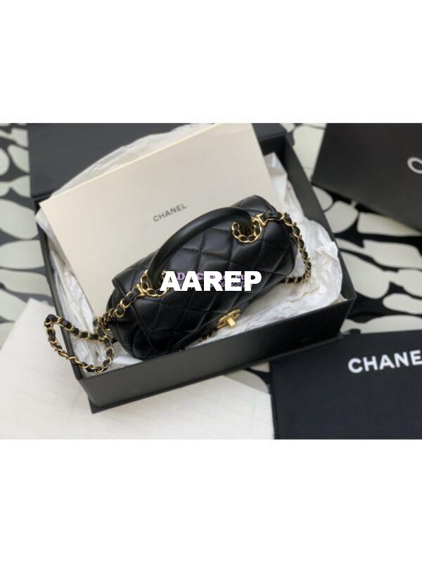 Replica Chanel Bag With Top Handle in Lambskin AS4569 Black 6