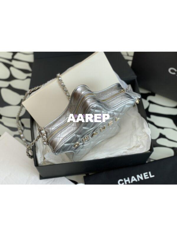 Replica Chanel 24C Star Handbag AS4579 Metallic Lambskin Gold hardware Silver 2
