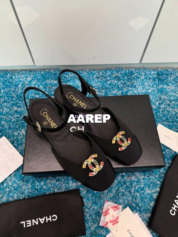 Replica Chanel 25C Mary Janes Slingback Flats Grossgrain G46270 Black 5
