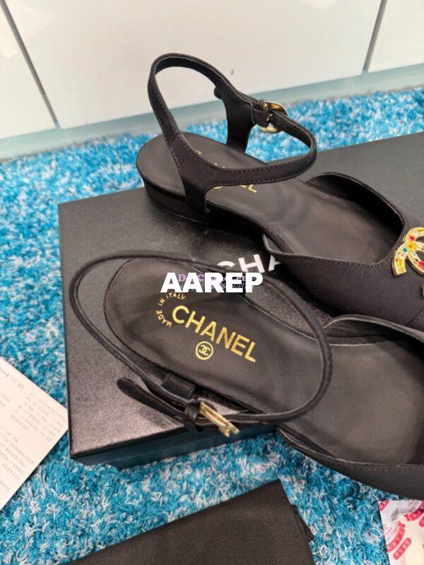 Replica Chanel 25C Mary Janes Slingback Flats Grossgrain G46270 Black 6