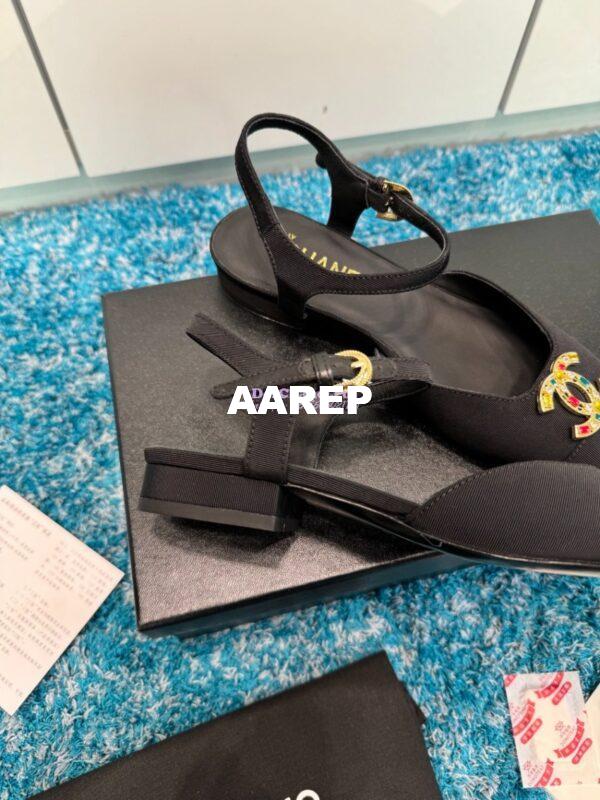 Replica Chanel 25C Mary Janes Slingback Flats Grossgrain G46270 Black 7