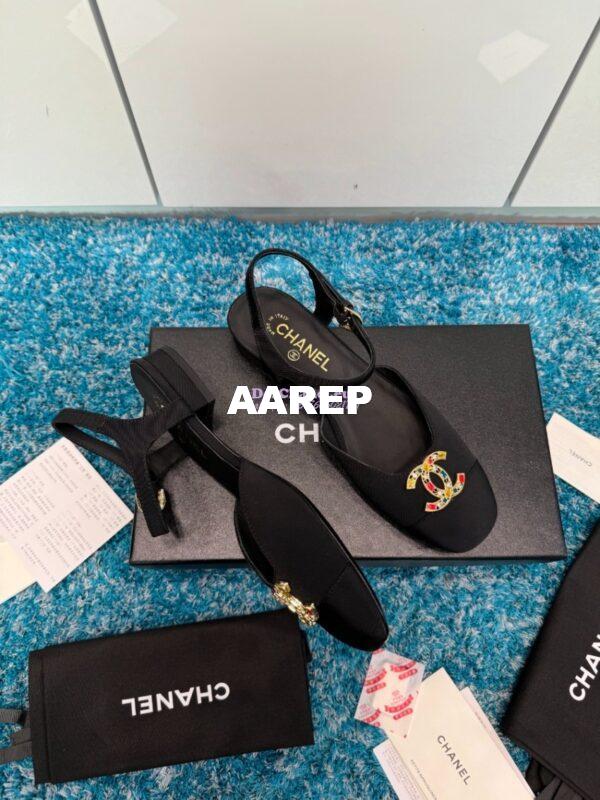 Replica Chanel 25C Mary Janes Slingback Flats Grossgrain G46270 Black 8