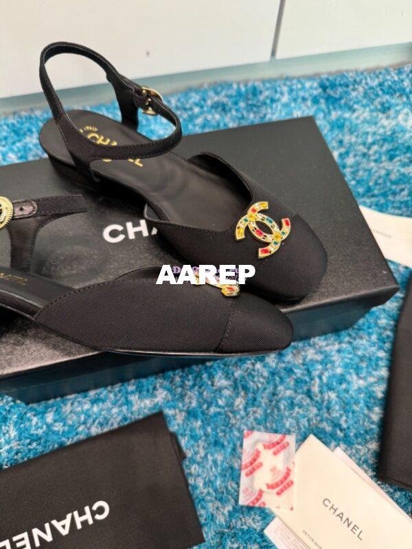 Replica Chanel 25C Mary Janes Slingback Flats Grossgrain G46270 Black 9