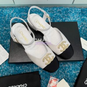 Replica Chanel 25C Mary Janes Slingback Flats Lambskin and Grossgrain Toe G46270 Black