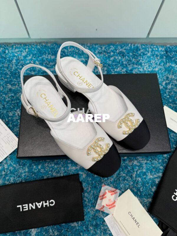 Replica Chanel 25C Mary Janes Slingback Flats Lambskin and Grossgrain Toe G46270 Black 3