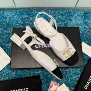 Replica Chanel 25C Mary Janes Slingback Flats Lambskin and Grossgrain Toe G46270 Black 2