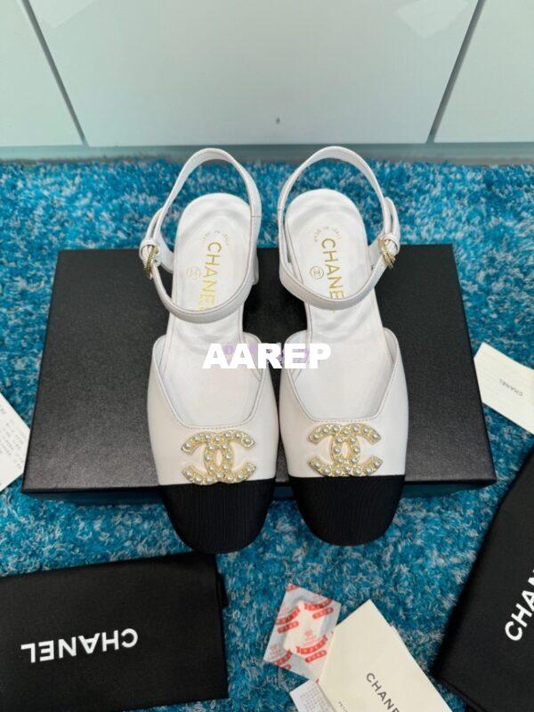 Replica Chanel 25C Mary Janes Slingback Flats Lambskin and Grossgrain Toe G46270 Black 6