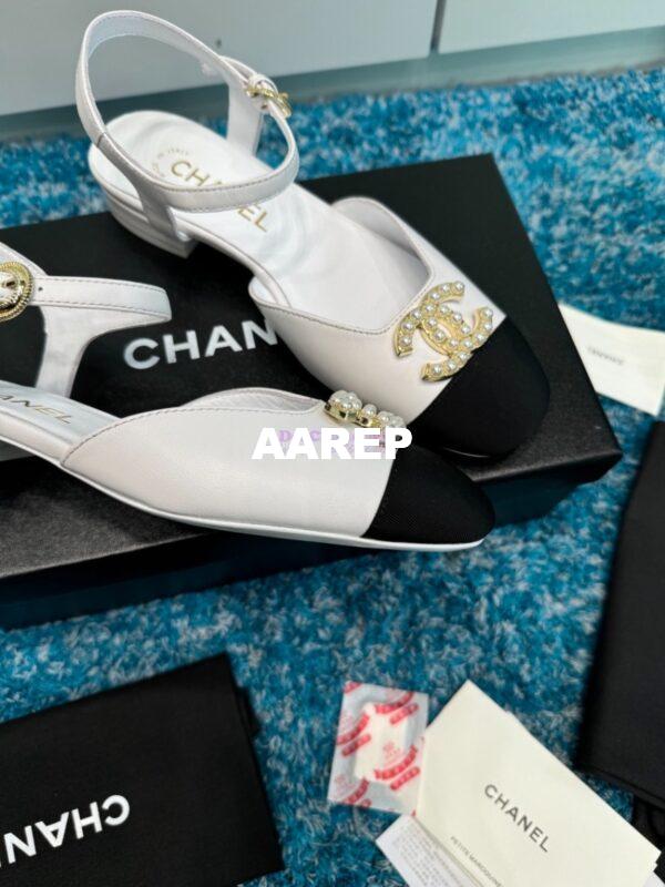 Replica Chanel 25C Mary Janes Slingback Flats Lambskin and Grossgrain Toe G46270 Black 7