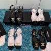 Replica Chanel 25C Mary Janes Slingback Flats Lambskin and Grossgrain Toe G46270 Black