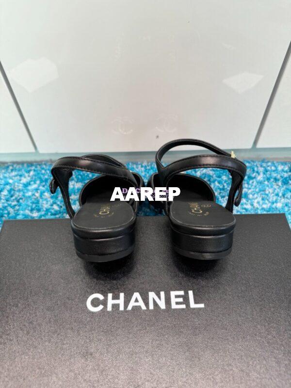 Replica Chanel 25C Mary Janes Slingback Flats Lambskin and Patent Toe G46270 Black 11