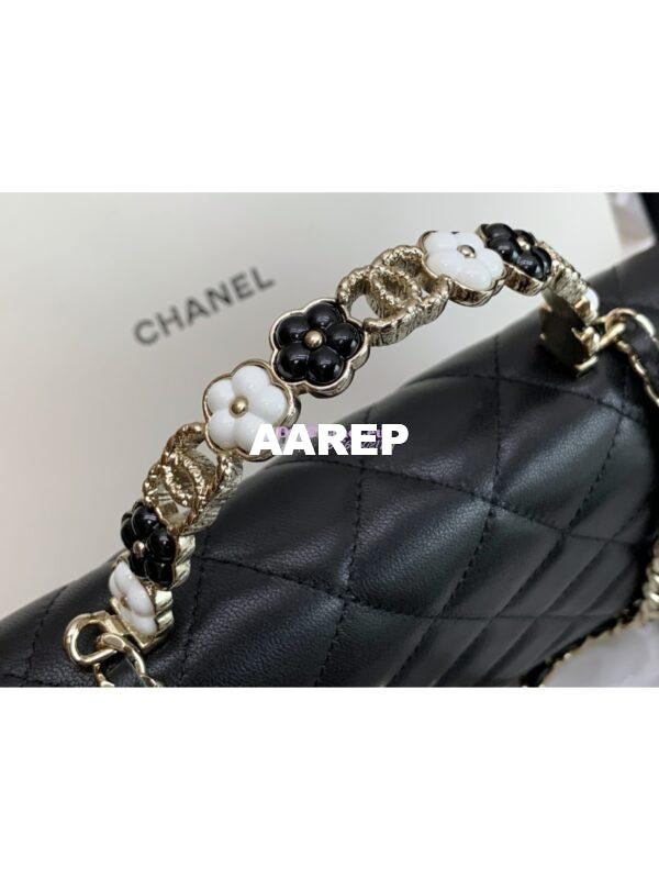 Replica Chanel Flap Phone Holder With Chain & Resin Handle WOC AP3575 Lambskin Black 4