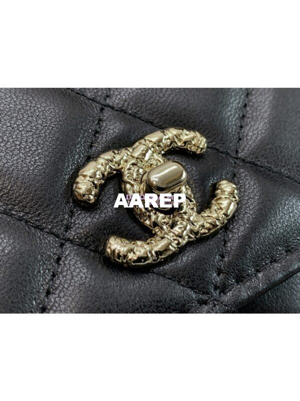 Replica Chanel Flap Phone Holder With Chain & Resin Handle WOC AP3575 Lambskin Black 5