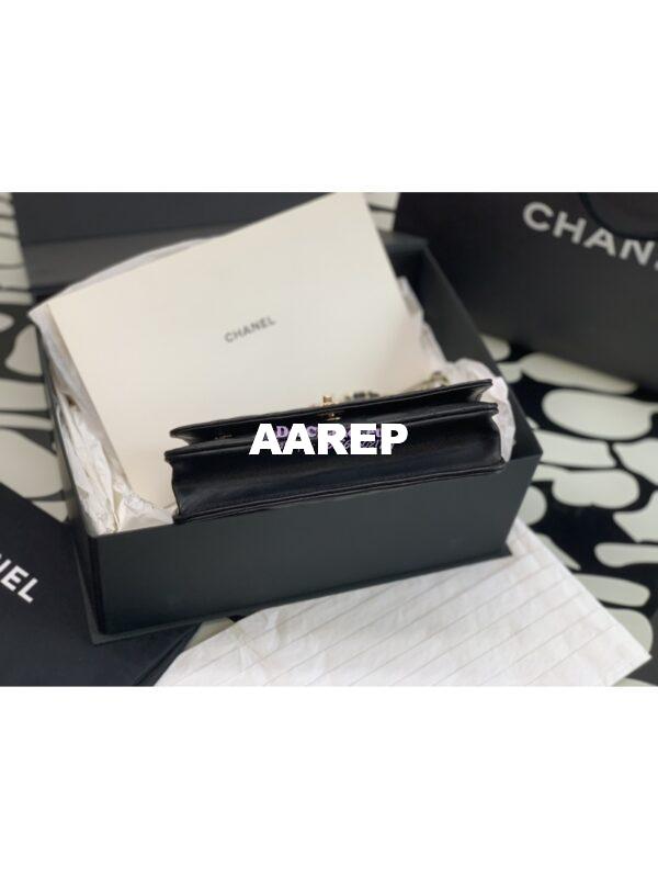 Replica Chanel Flap Phone Holder With Chain & Resin Handle WOC AP3575 Lambskin Black 7