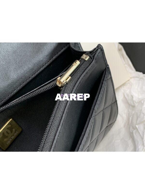 Replica Chanel Flap Phone Holder With Chain & Resin Handle WOC AP3575 Lambskin Black 8