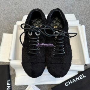 Replica Chanel 25SS Lace-Up Shoes in Fabric G46201 Black 2