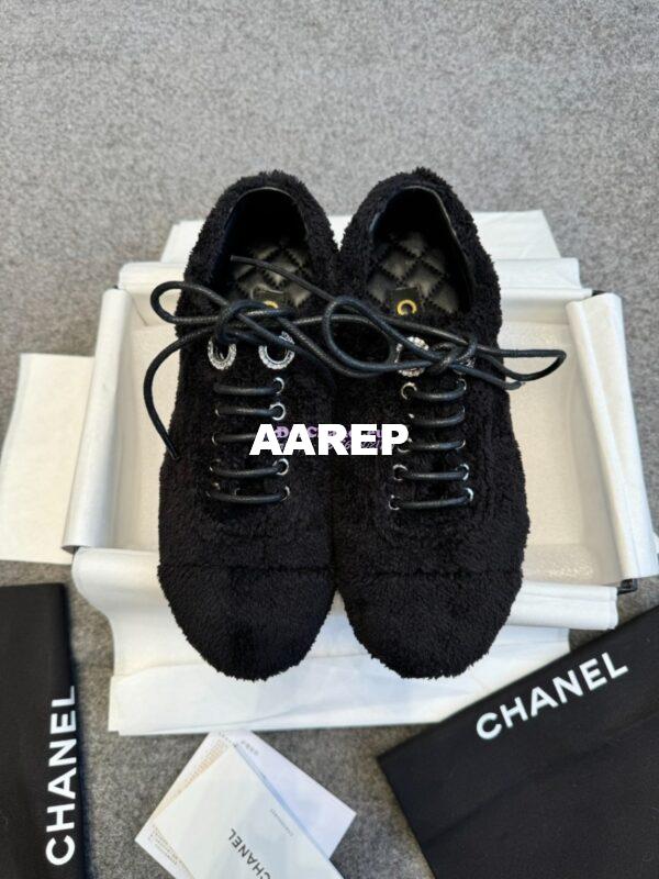 Replica Chanel 25SS Lace-Up Shoes in Fabric G46201 Black 4