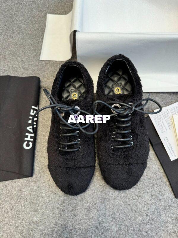 Replica Chanel 25SS Lace-Up Shoes in Fabric G46201 Black 6