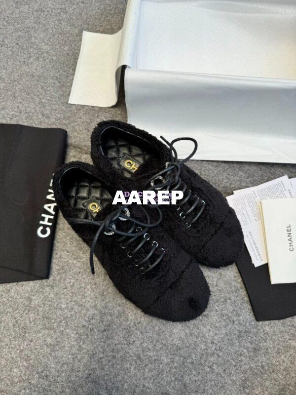 Replica Chanel 25SS Lace-Up Shoes in Fabric G46201 Black 7