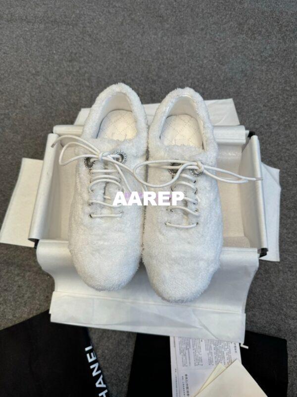 Replica Chanel 25SS Lace-Up Shoes in Fabric G46201 White