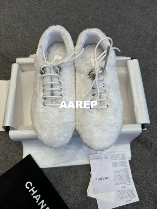 Replica Chanel 25SS Lace-Up Shoes in Fabric G46201 White 2