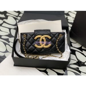 Replica Chanel 24C Vintage Logo Quilted Lambskin Shoulder Bag AS4603 Black 2