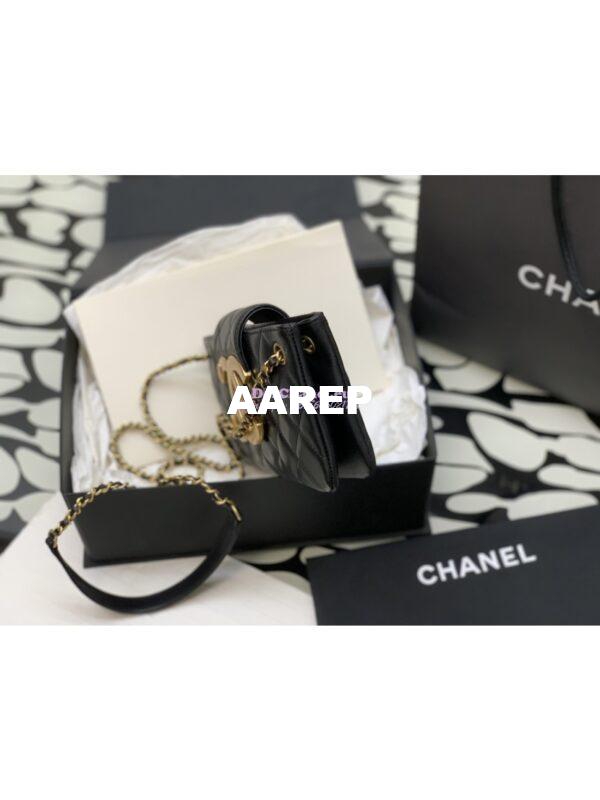 Replica Chanel 24C Vintage Logo Quilted Lambskin Shoulder Bag AS4603 Black 5
