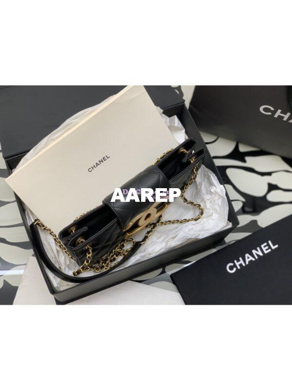 Replica Chanel 24C Vintage Logo Quilted Lambskin Shoulder Bag AS4603 Black 6