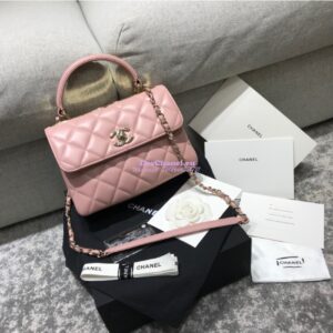 Replica Chanel Small Trendy CC A92236 Pink Flap Bag With Metal Plate