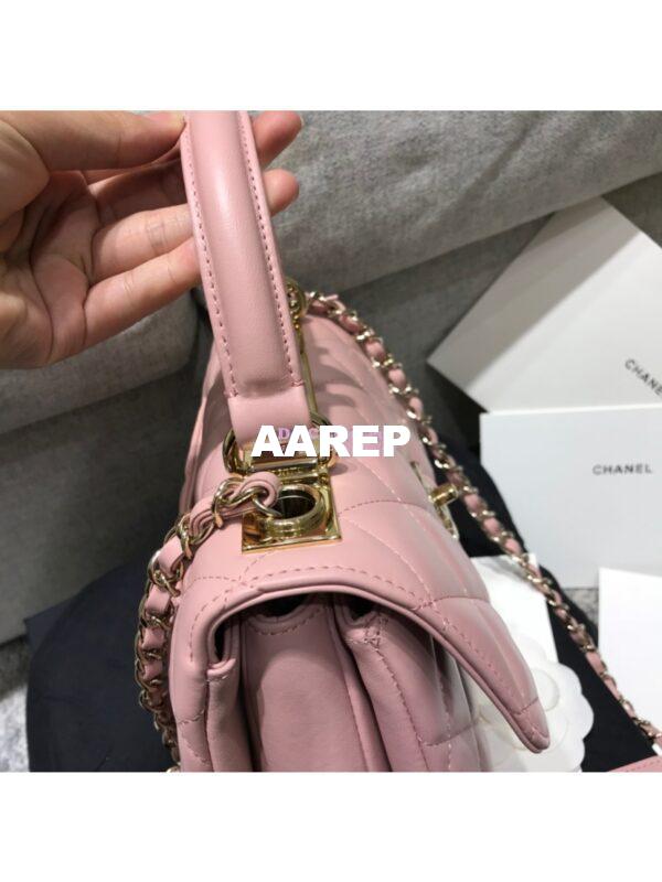 Replica Chanel Small Trendy CC A92236 Pink Flap Bag With Metal Plate 3
