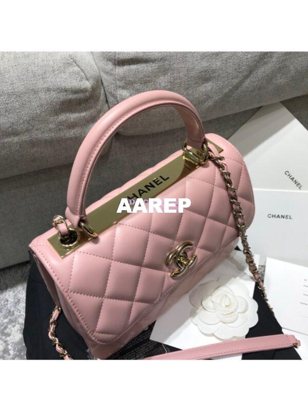 Replica Chanel Small Trendy CC A92236 Pink Flap Bag With Metal Plate 4