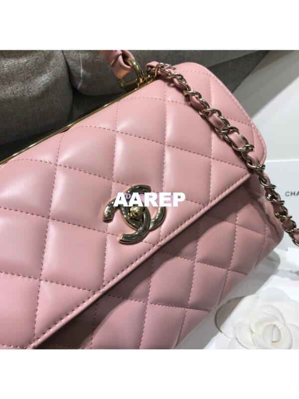 Replica Chanel Small Trendy CC A92236 Pink Flap Bag With Metal Plate 5