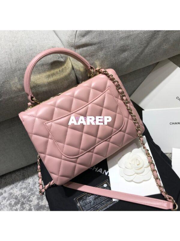 Replica Chanel Small Trendy CC A92236 Pink Flap Bag With Metal Plate 6