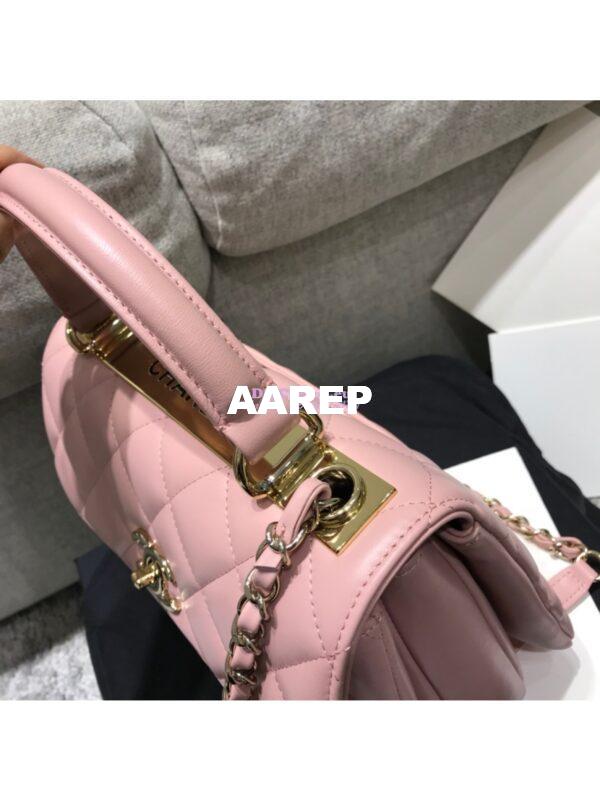 Replica Chanel Small Trendy CC A92236 Pink Flap Bag With Metal Plate 7