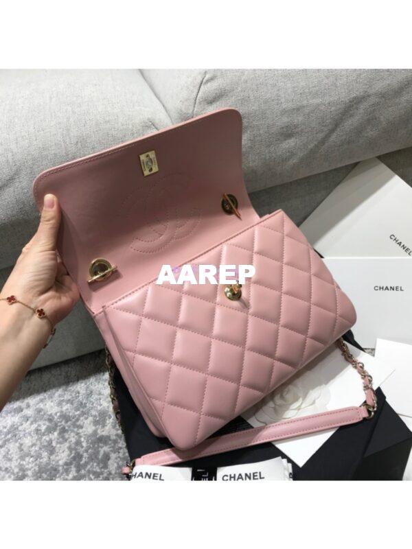 Replica Chanel Small Trendy CC A92236 Pink Flap Bag With Metal Plate 10