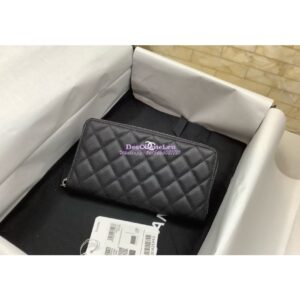 Replica Chanel zip around wallet A50097 in black caviar leather 2