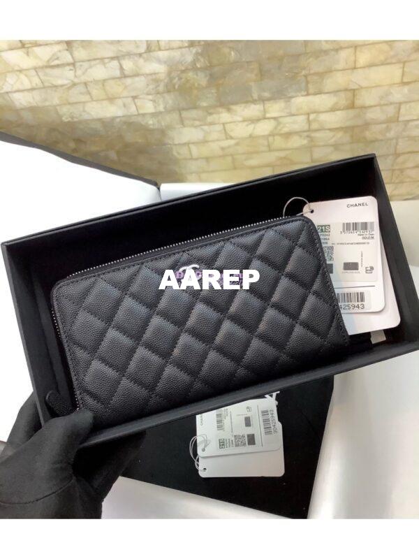 Replica Chanel zip around wallet A50097 in black caviar leather 3