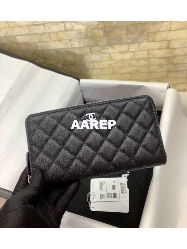 Replica Chanel zip around wallet A50097 in black caviar leather 5