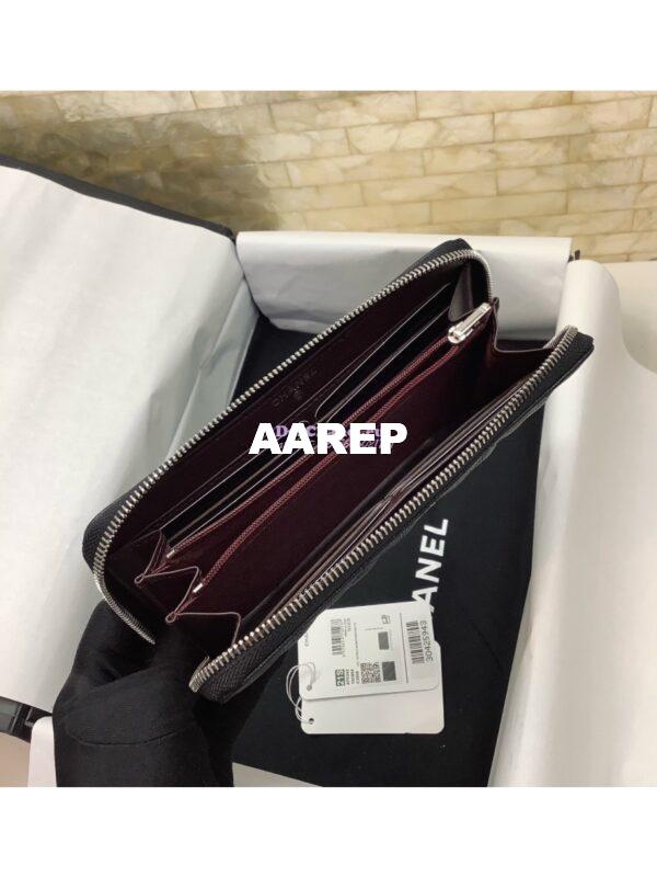 Replica Chanel zip around wallet A50097 in black caviar leather 7