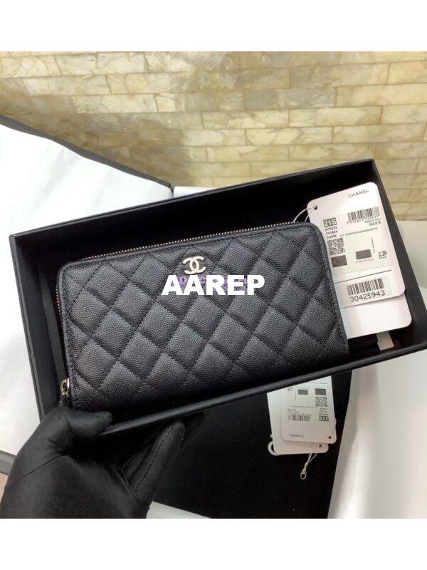 Replica Chanel zip around wallet A50097 in black caviar leather 9