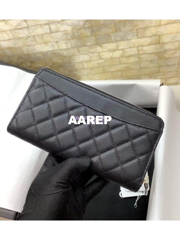 Replica Chanel zip around wallet A50097 in black caviar leather 11