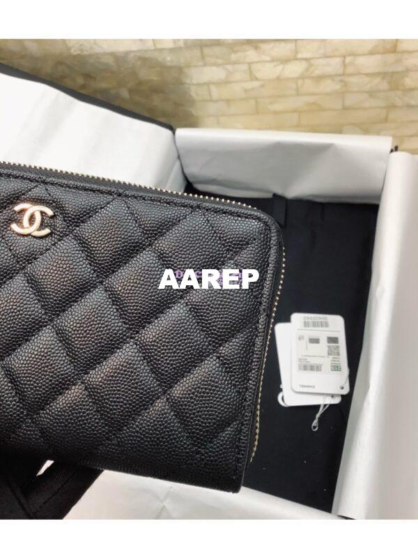 Replica Chanel zip around wallet A50097 in black caviar leather 13