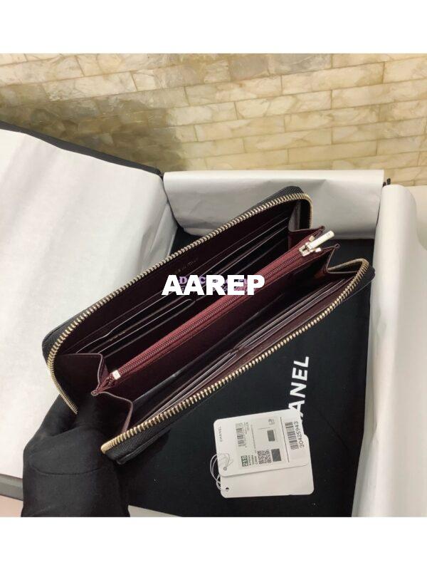 Replica Chanel zip around wallet A50097 in black caviar leather 14