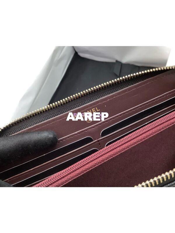 Replica Chanel zip around wallet A50097 in black caviar leather 15
